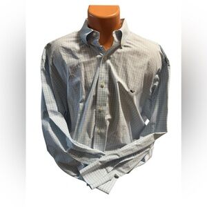 Vineyard Vines XL Blue Check Whale Shirt Long Sleeve Button Down Shep & Ian
